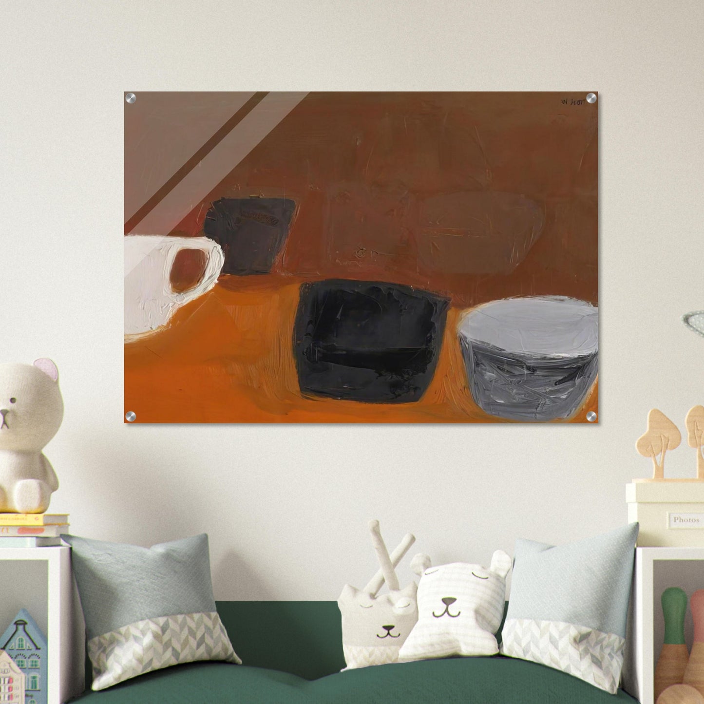Still Life with White Mug - 1957 - William Scott Acrylic Print - 70x100 cm / 28x40″ inches | William Scott Wall Art | William Scott Prints