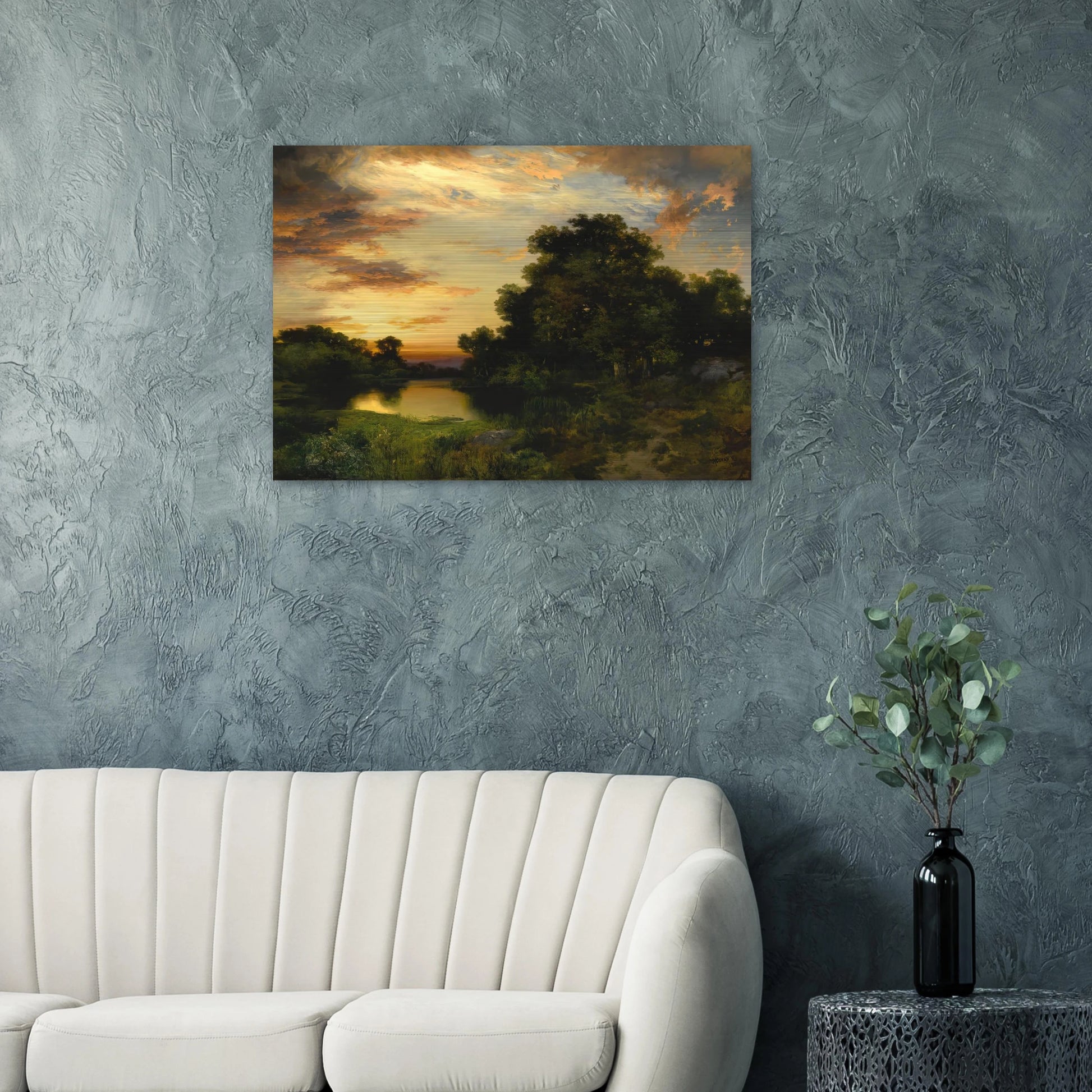 Sunset on Long Island - Thomas Moran Brushed Aluminum Print - 70x100 cm / 28x40 inches | Thomas Moran Aluminum Print | Thomas Moran Prints