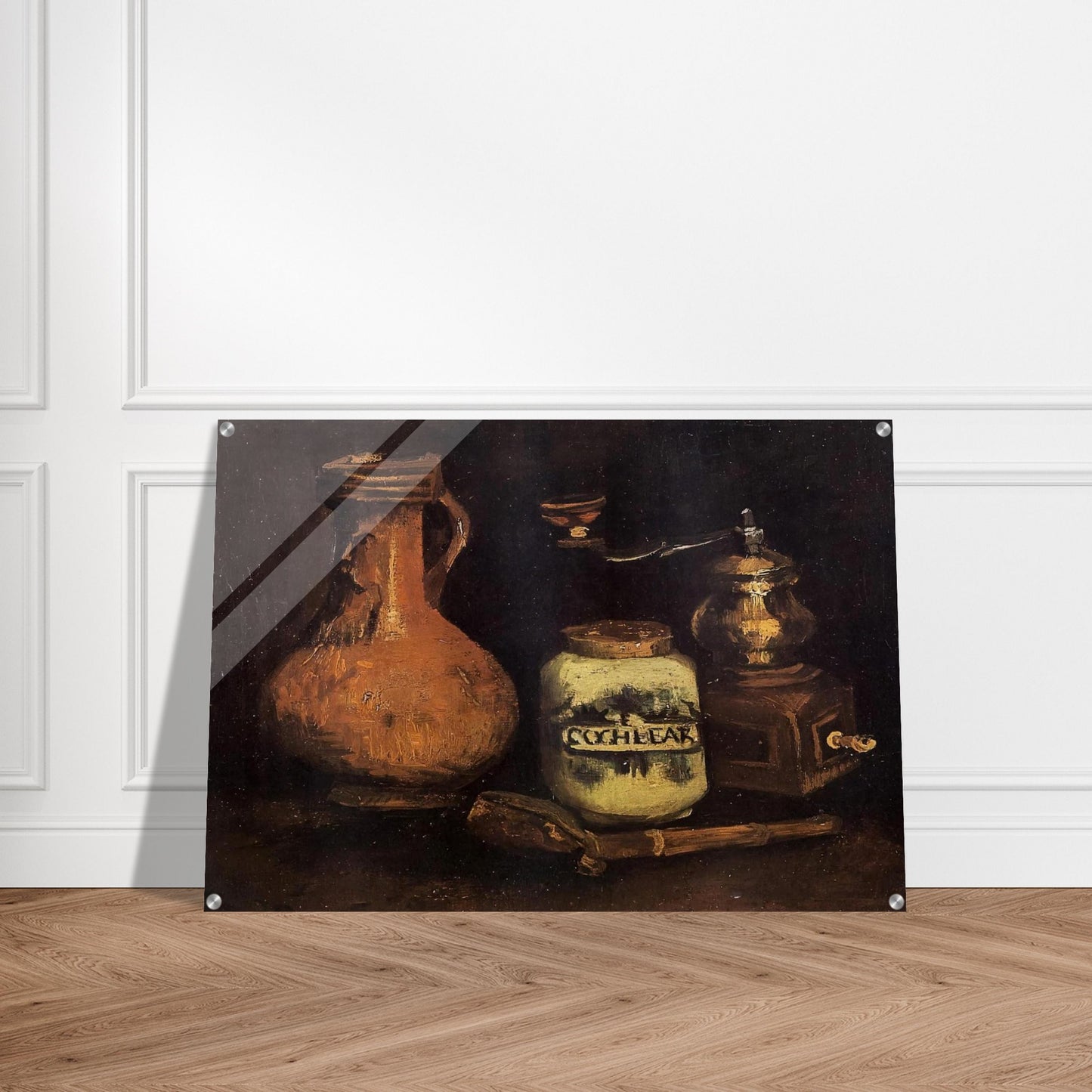 Still Life with Coffee Mill, Pipe Case and Jug - Vincent van Gogh Acrylic Print - 70x100 cm / 28x40″ inches