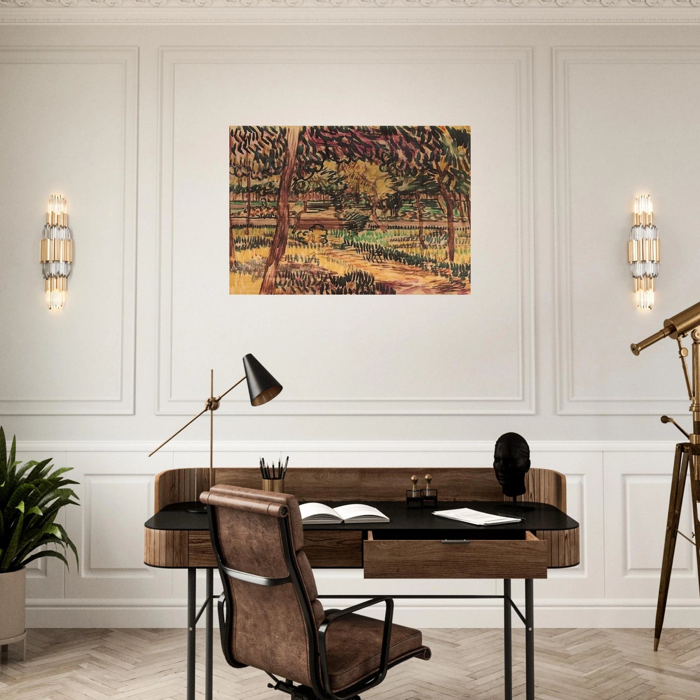 Trees in the Garden of the Asylum - Vincent van Gogh Brushed Aluminum Print - 70x100 cm / 28x40 inches | Vincent van Gogh Aluminum Print | Vincent van Gogh Prints