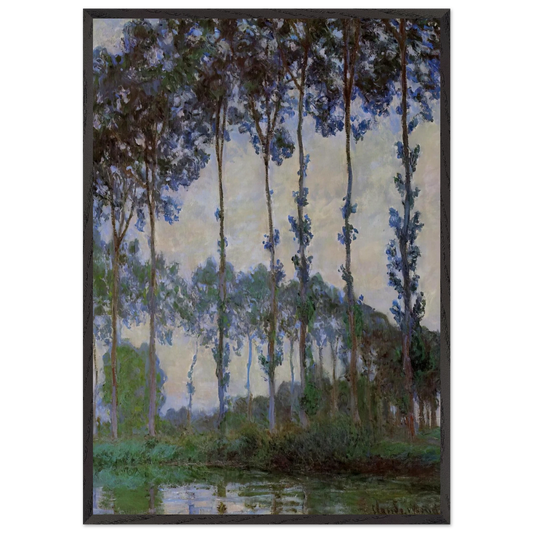 Poplars on the Banks of the River Epte Overcast Weather - claude monet Framed Art Print – Black Wooden Frame - Default Title - -Framed Art Print