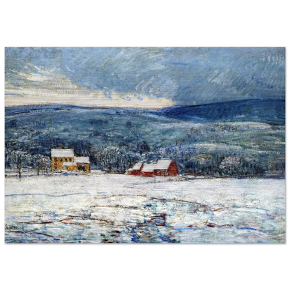 Winter in the Connecticut Hills - Childe Hassam Brushed Aluminum Print - 70x100 cm / 28x40 inches | Childe Hassam Aluminum Print | Childe Hassam Prints
