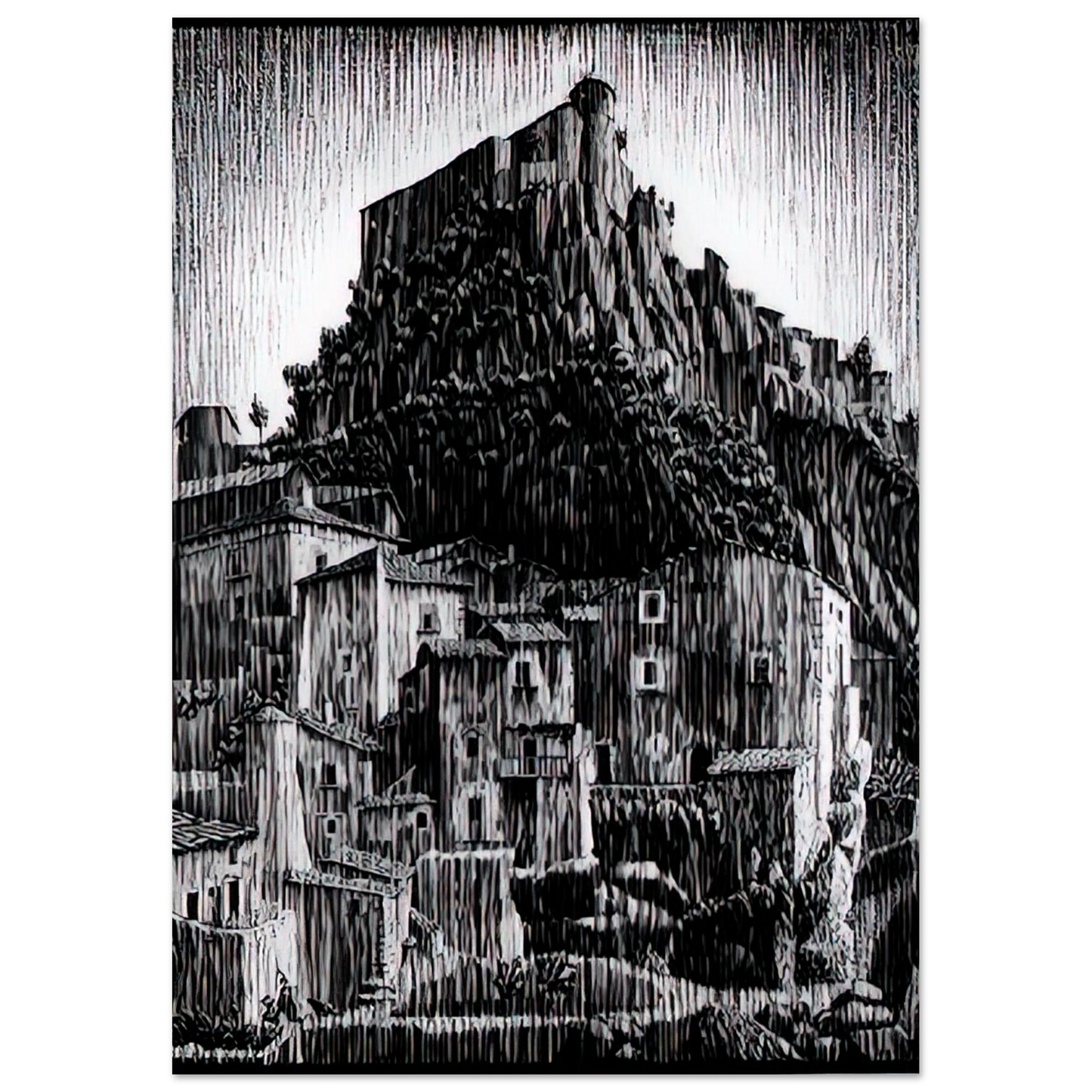 MC Escher - CERRO AL VOLTURNO ABRUZZI JANUARY 1930 1930 Wall Art - 30x40 cm / 12x16 inches - Premium Wooden Framed Poster With Fine Art Paper - Wood frame