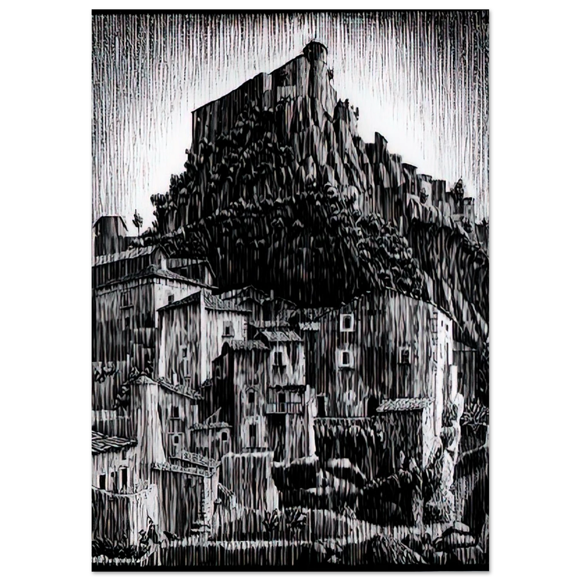 MC Escher - CERRO AL VOLTURNO ABRUZZI JANUARY 1930 1930 Wall Art - 30x40 cm / 12x16 inches - Premium Wooden Framed Poster With Fine Art Paper - Wood frame