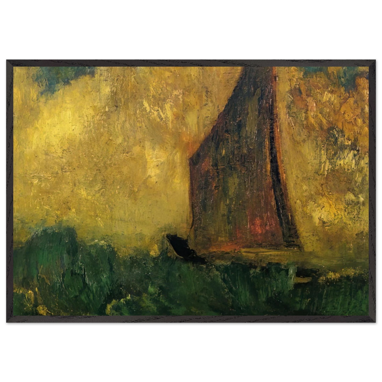 THE MYSTERIOUS BOAT - Odilon Redon Framed Art Print – Black Wooden Frame - Default Title - -Framed Art Print