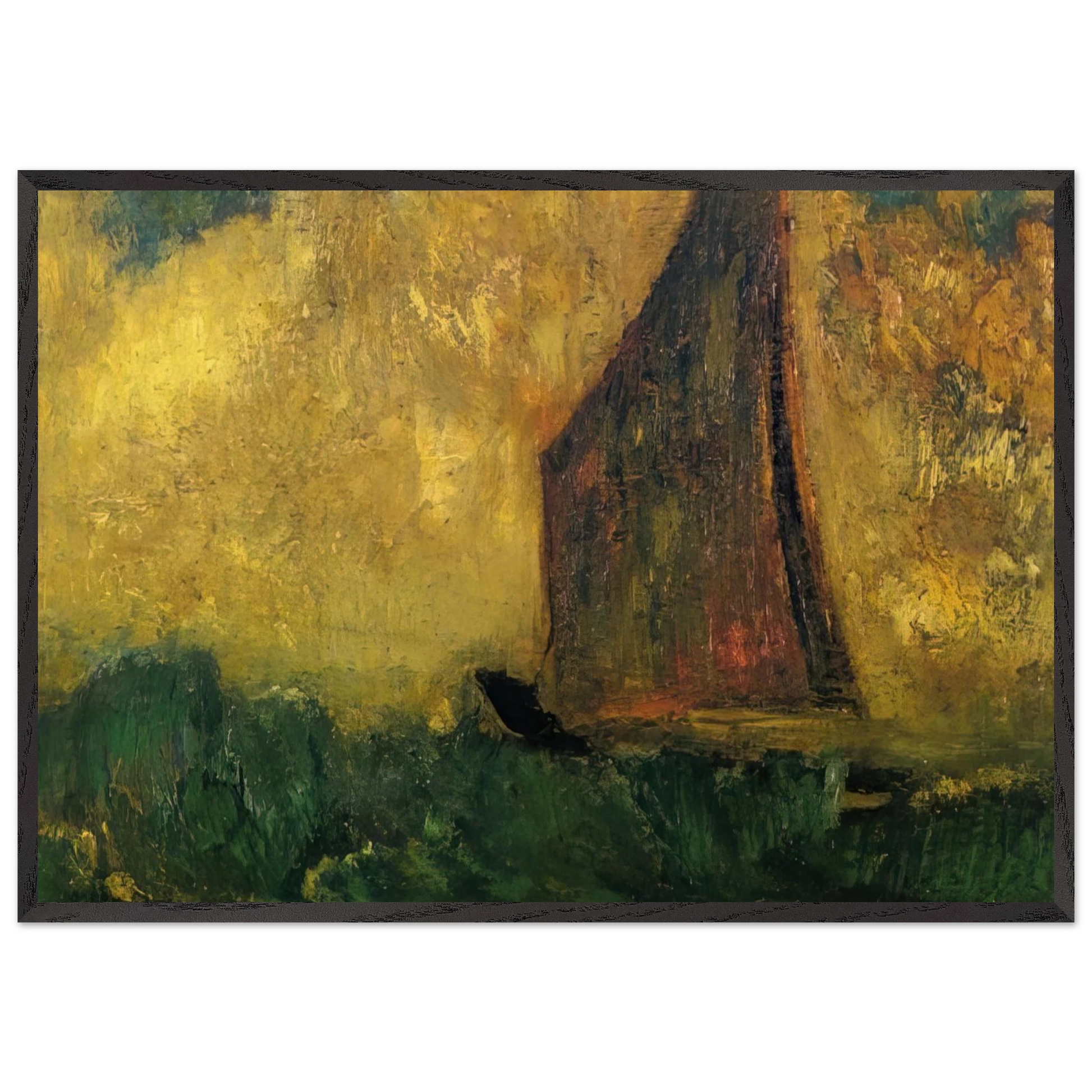 THE MYSTERIOUS BOAT - Odilon Redon Framed Art Print – Black Wooden Frame - Default Title - -Framed Art Print