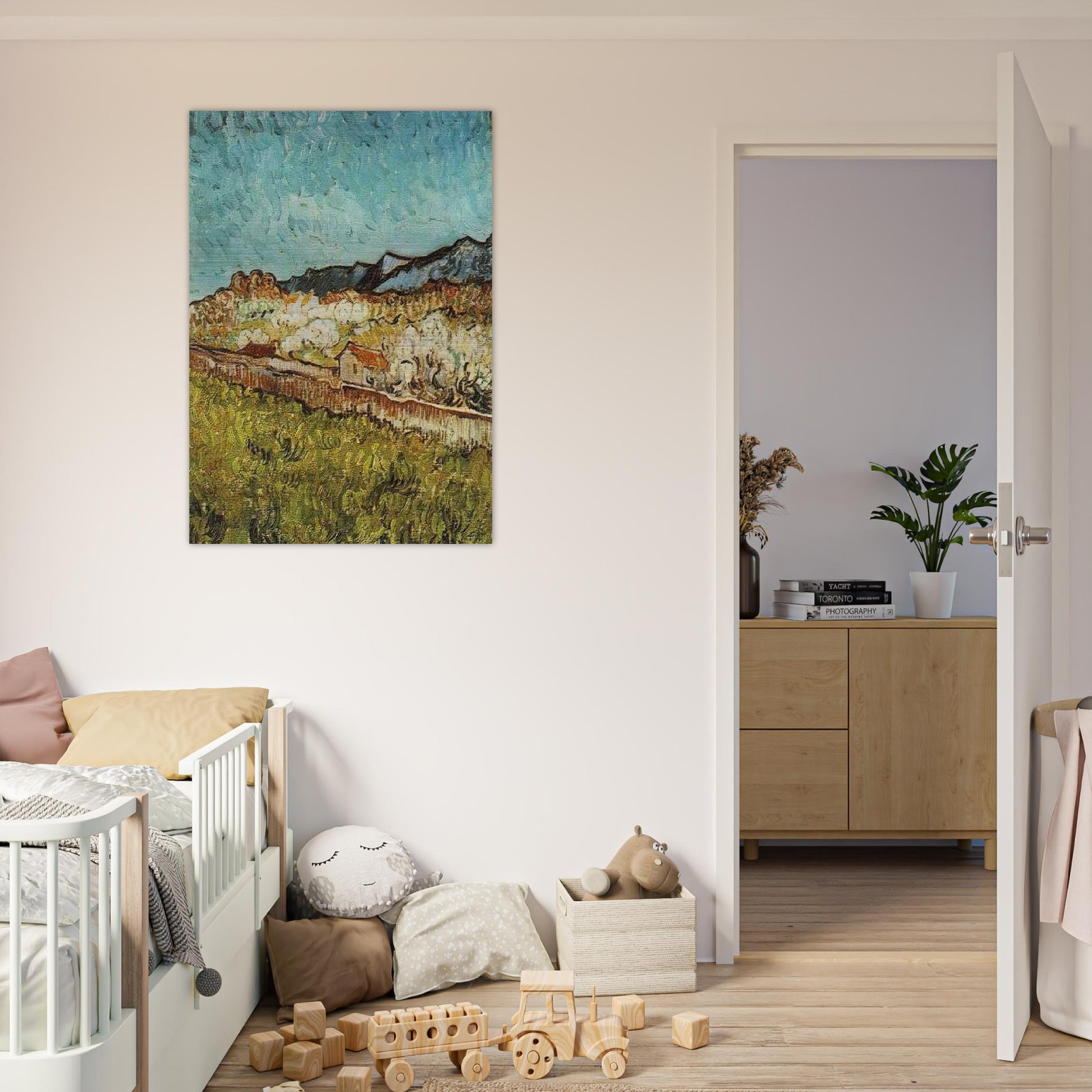 At the Foot of the Mountains - Vincent van Gogh Brushed Aluminum Print - 70x100 cm / 28x40 inches | Vincent van Gogh Aluminum Print | Vincent van Gogh Prints