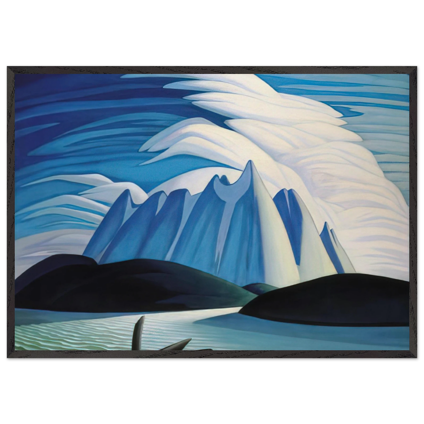 Lake and Mountains - 1928 - Lawren Harris Framed Art Print – Black Wooden Frame - Default Title - -Framed Art Print