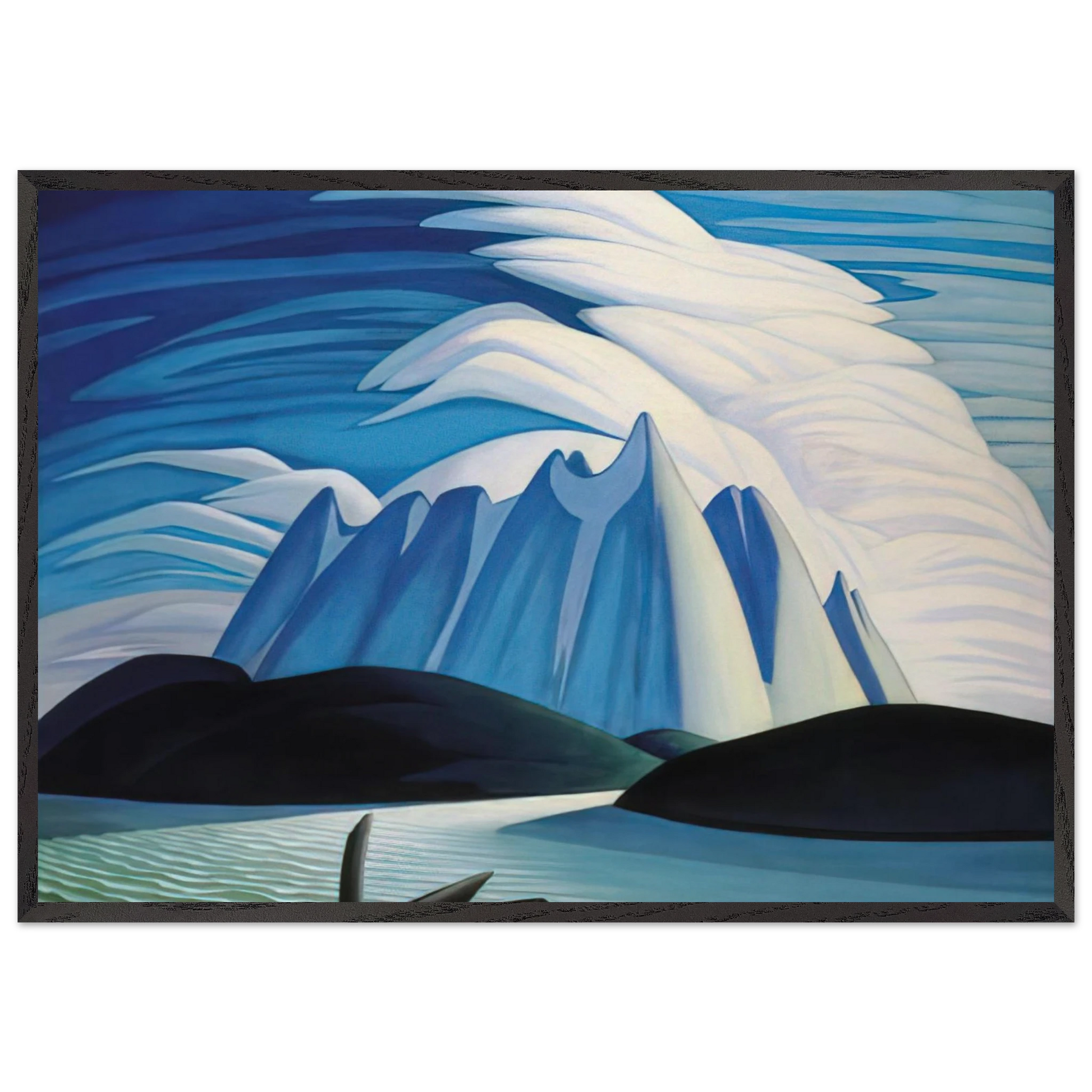 Lake and Mountains - 1928 - Lawren Harris Framed Art Print – Black Wooden Frame - Default Title - -Framed Art Print