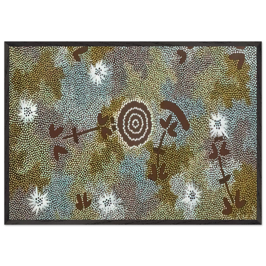 Rock Wallaby Dreaming - 1988 - Clifford Possum Tjapaltjarri Framed Art Print – Black Wooden Frame - Default Title - -Framed Art Print