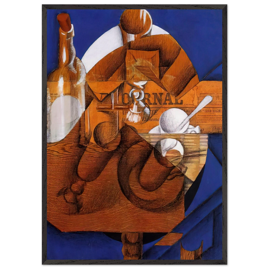 GLASS CUP AND BOTTLE - Juan Gris Framed Art Print – Black Wooden Frame - Default Title - -Framed Art Print