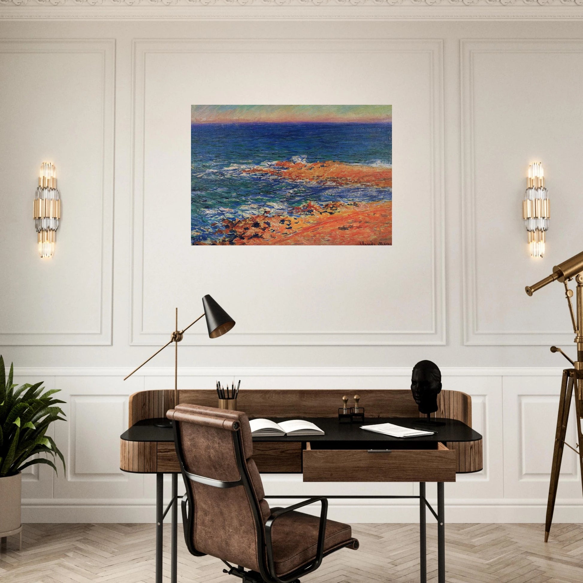 The Big Blue Sea in Antibes - claude monet Brushed Aluminum Print - 70x100 cm / 28x40 inches | claude monet Aluminum Print | claude monet Prints