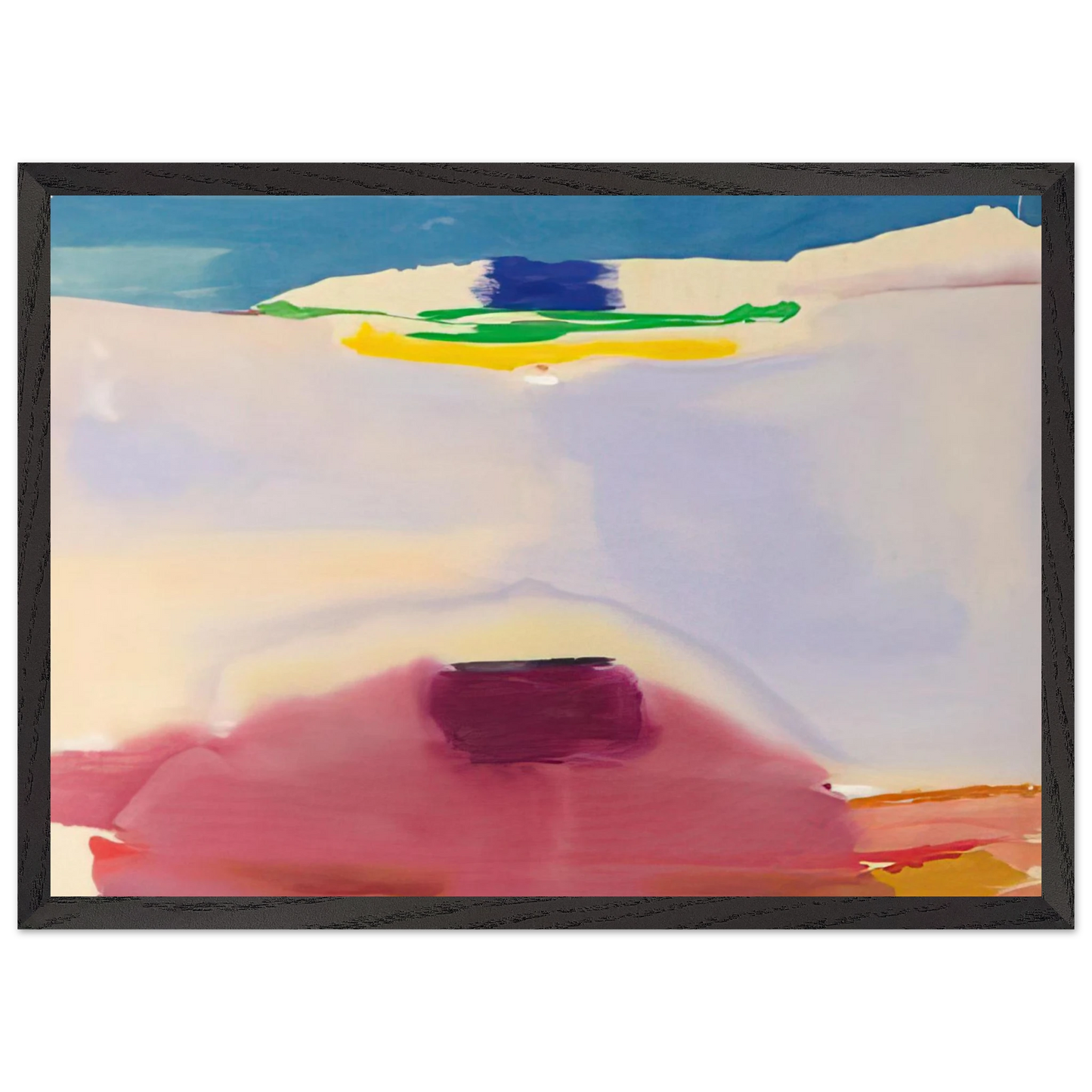 Helen Frankenthaler - Leveling - 1973 Wall art - 28x43  cm / XL (11x17 inches) - Premium Wooden Framed Poster With Fine Art Paper - Black frame