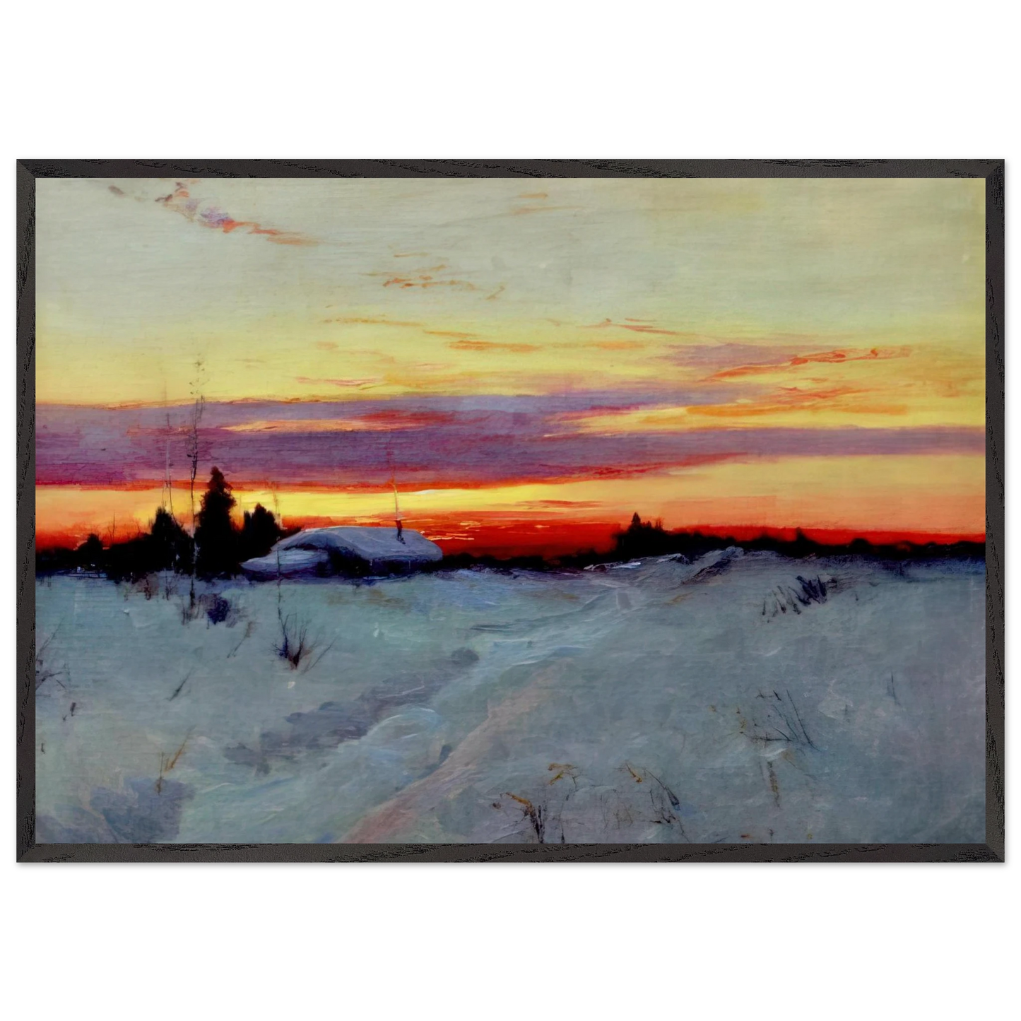 Alaska Sunset - Romanticism - Sydney Laurence Framed Art Print – Black Wooden Frame - Default Title - -Framed Art Print