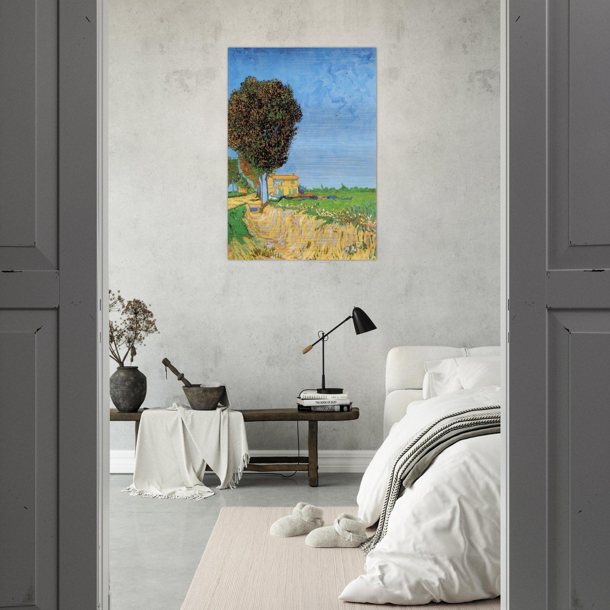 A Lane near Arles - Vincent van Gogh Brushed Aluminum Print - 70x100 cm / 28x40 inches | Vincent van Gogh Aluminum Print | Vincent van Gogh Prints
