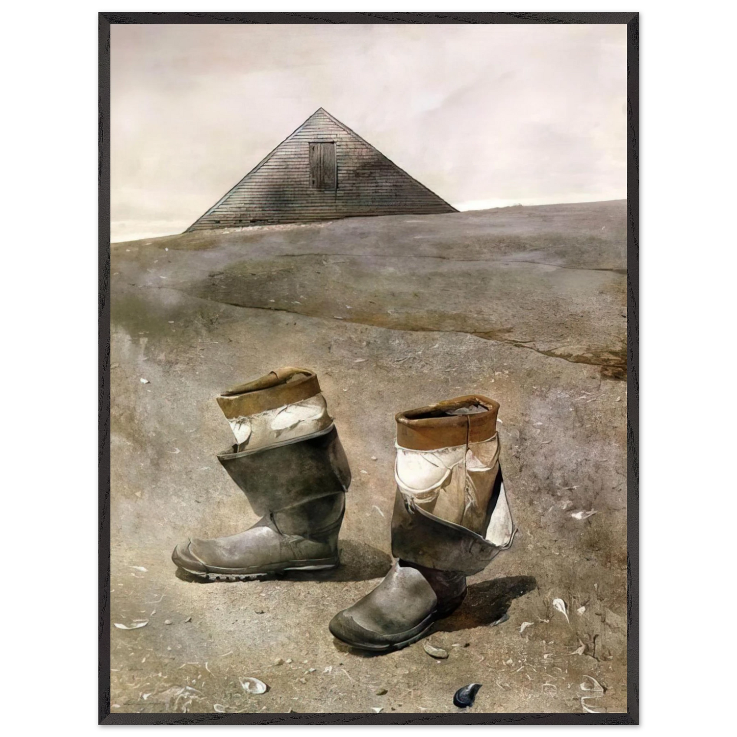 Andrew Wyeth - SEA BOOTS Wall Art - 21x29.7 cm / 8x12" - Premium Wooden Framed Poster With Fine Art Paper - White frame