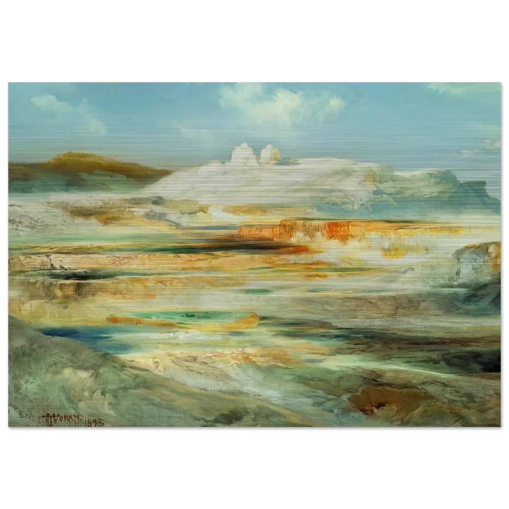 Jupiter Terrace Yellowstone - Thomas Moran Brushed Aluminum Print - 70x100 cm / 28x40 inches | Thomas Moran Aluminum Print | Thomas Moran Prints