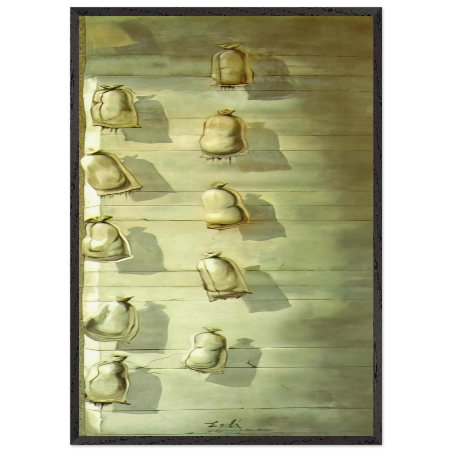 SET DESIGN FOR THE BALLET LOS SACOS DEL MOLINERO - Salvador Dali Framed Art Print – Black Wooden Frame - Default Title - -Framed Art Print