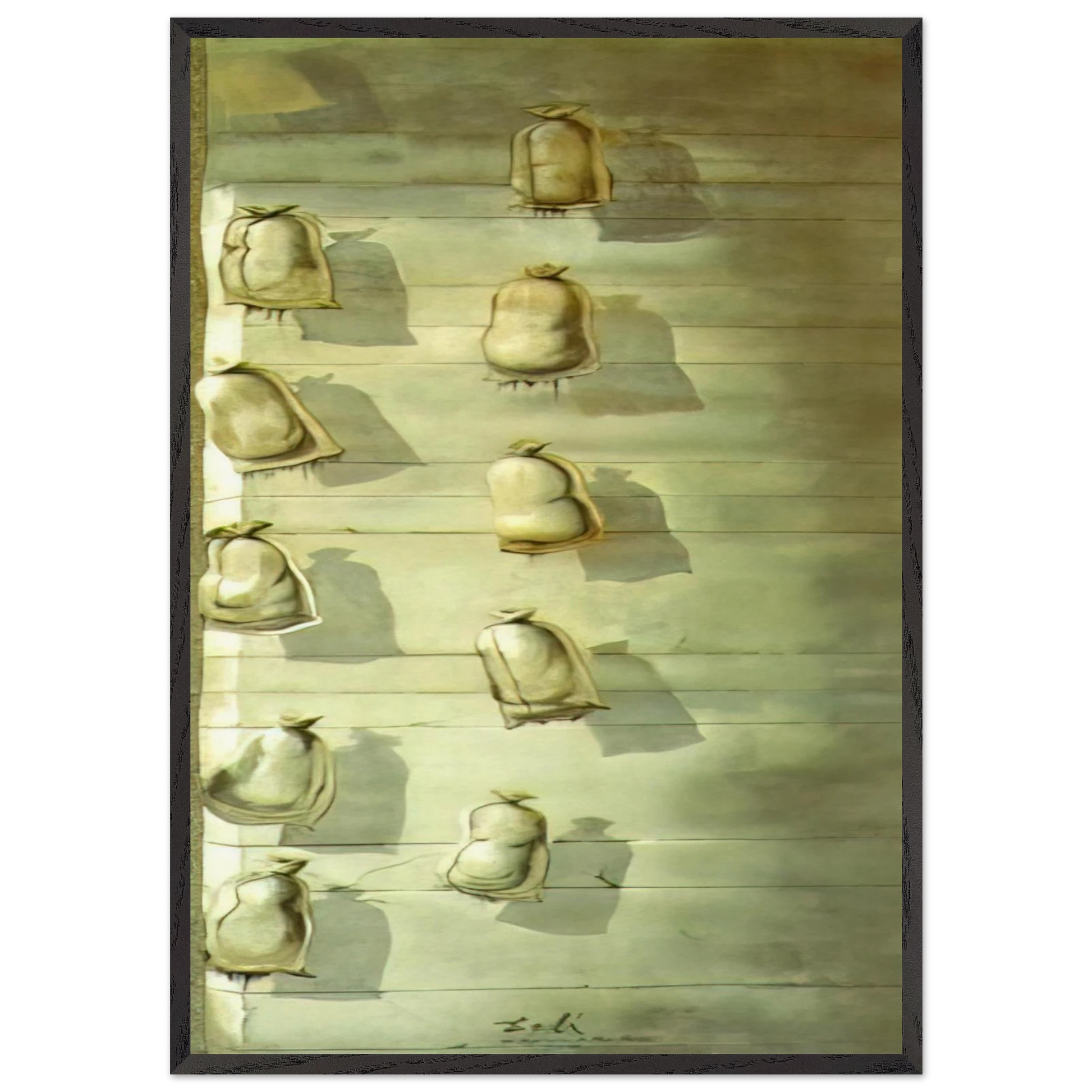 SET DESIGN FOR THE BALLET LOS SACOS DEL MOLINERO - Salvador Dali Framed Art Print – Black Wooden Frame - Default Title - -Framed Art Print