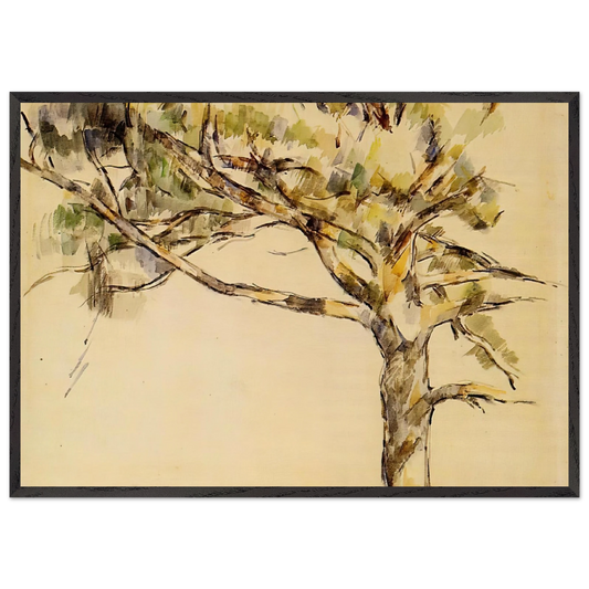Large Pine - Paul Cezanne 70x100 cm / 28x40 inches Framed Art Print – Black Wooden Frame