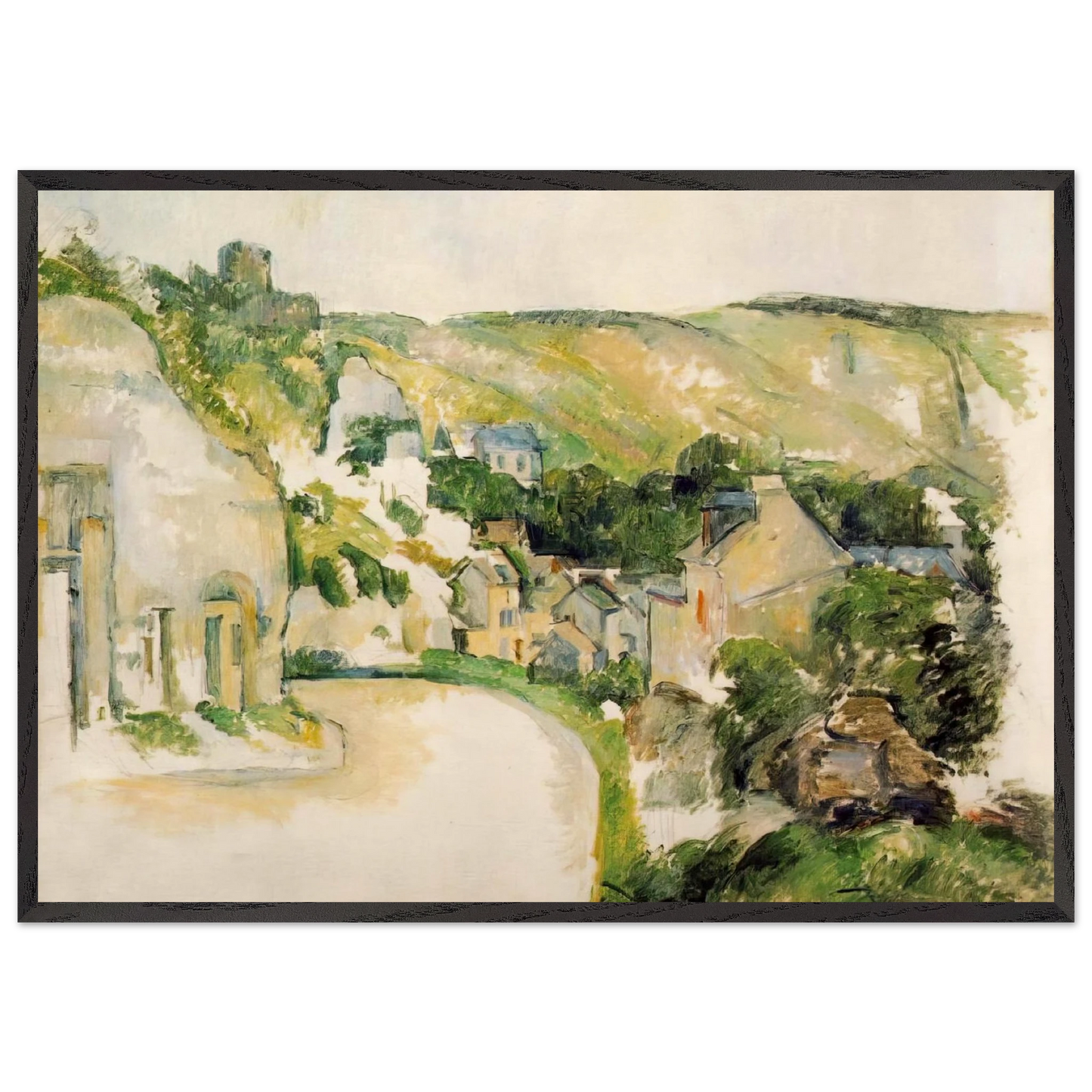 A Turn in the Road at La Roche-Guyon - Paul Cezanne Framed Art Print – Black Wooden Frame - Default Title - -Framed Art Print