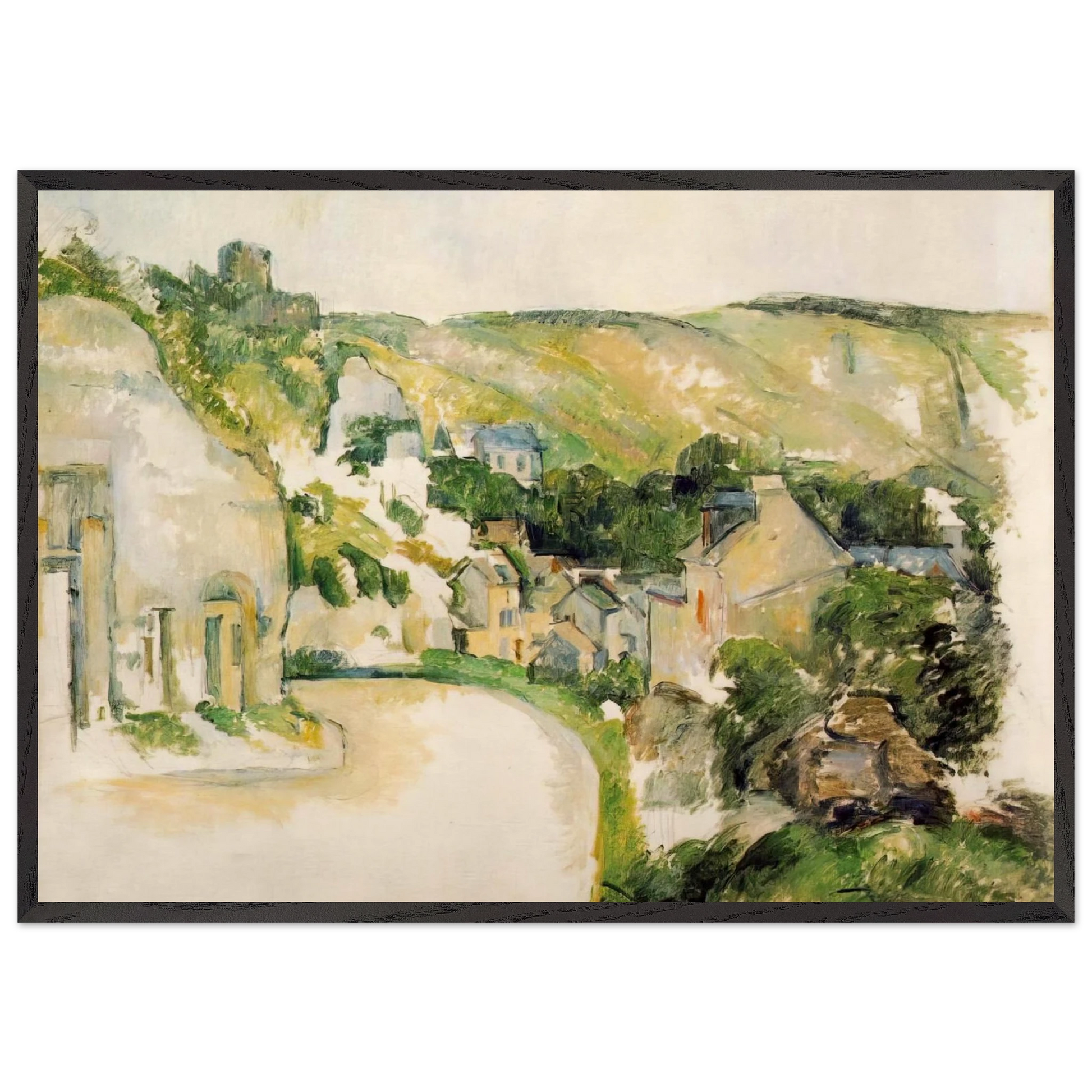 A Turn in the Road at La Roche-Guyon - Paul Cezanne Framed Art Print – Black Wooden Frame - Default Title - -Framed Art Print