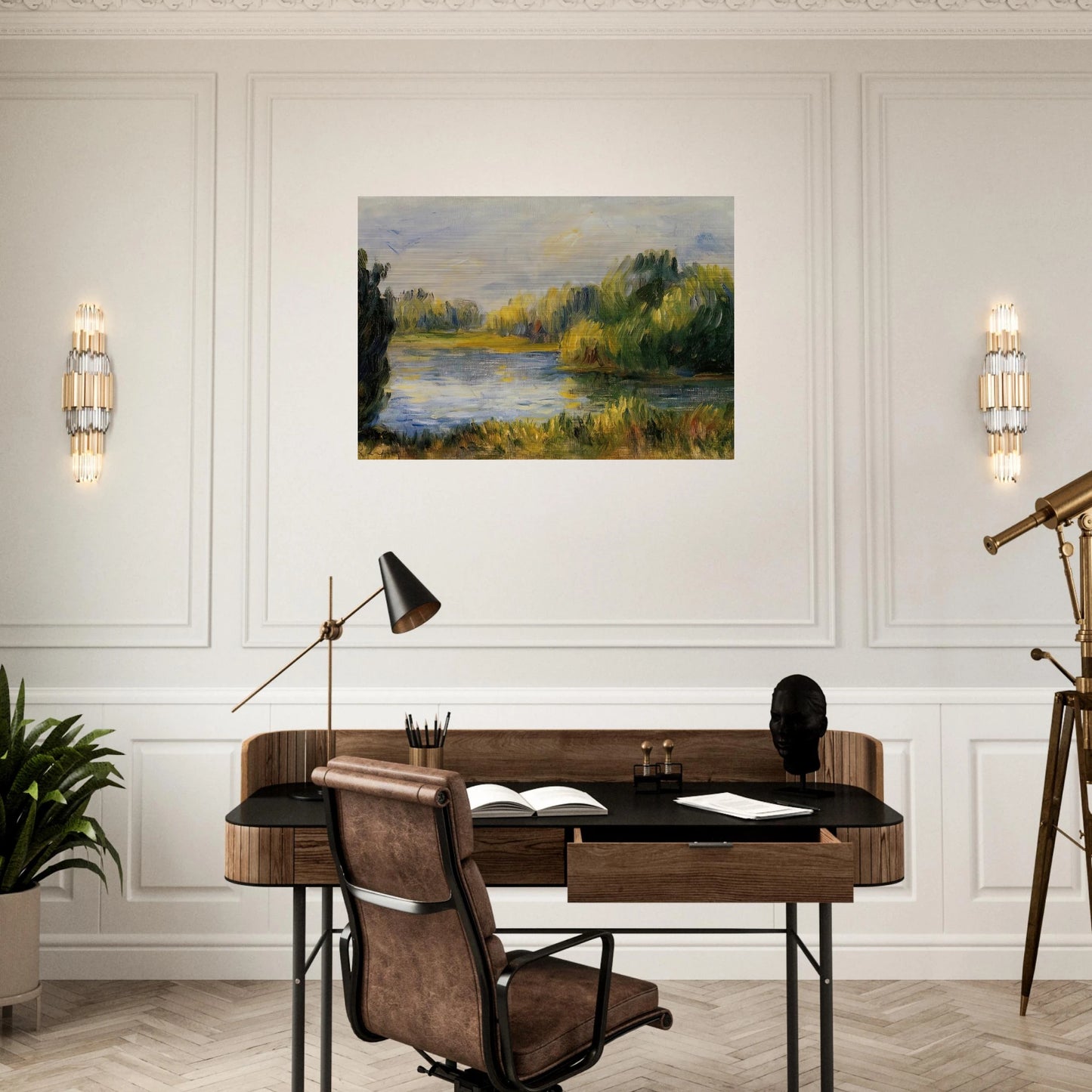 The Banks of the River - Pierre-Auguste Renoir Brushed Aluminum Print - 70x100 cm / 28x40 inches | Pierre-Auguste Renoir Aluminum Print | Pierre-Auguste Renoir Prints