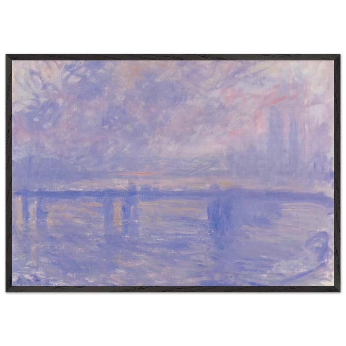 Charing Cross Bridge 09 - claude monet 70x100 cm / 28x40 inches Framed Art Print – Black Wooden Frame