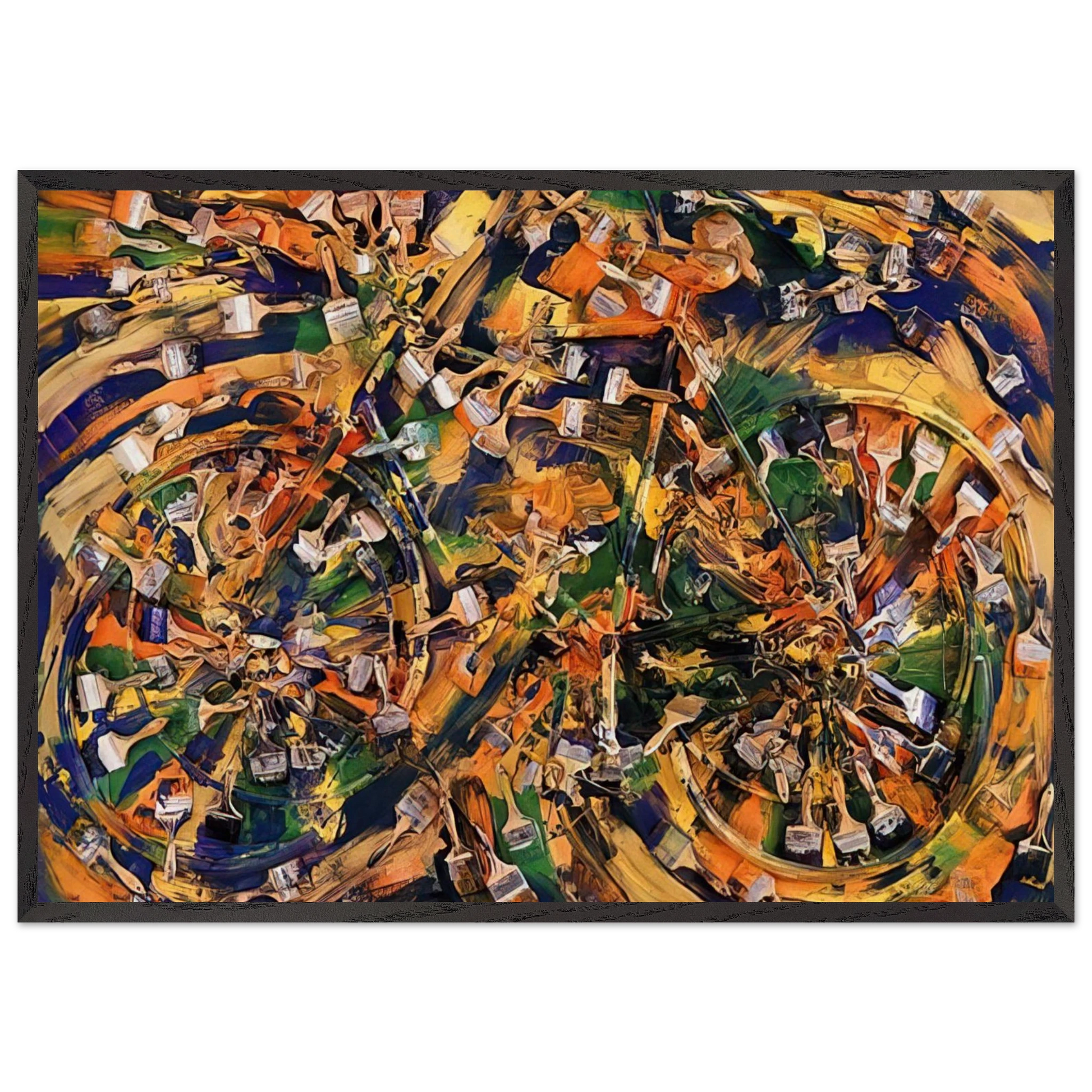 Wheels of Fortune - 1995 - Arman Framed Art Print – Black Wooden Frame - Default Title - -Framed Art Print