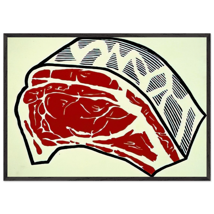 STANDING RIB 1962 - Roy Lichtenstein 70x100 cm / 28x40 inches Framed Art Print – Black Wooden Frame