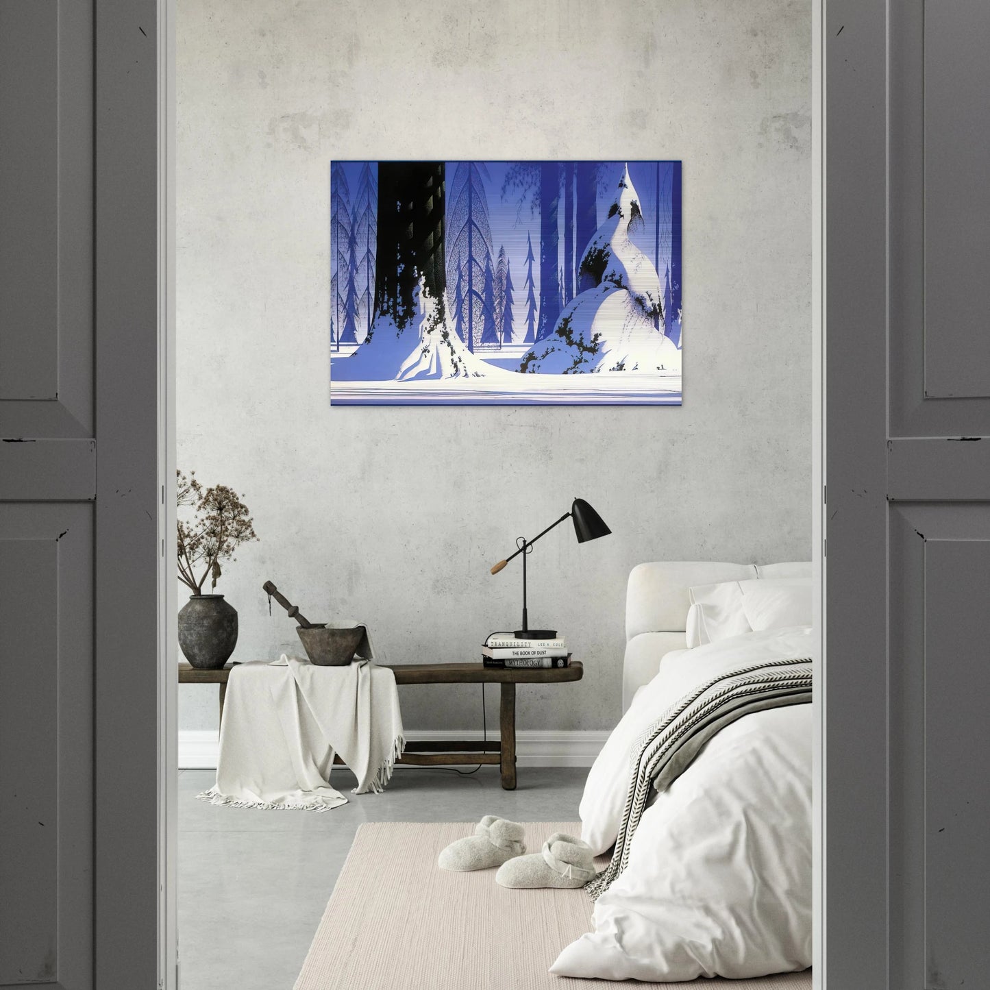 Winter - Eyvind Earle Brushed Aluminum Print - 70x100 cm / 28x40 inches | Eyvind Earle Aluminum Print | Eyvind Earle Prints