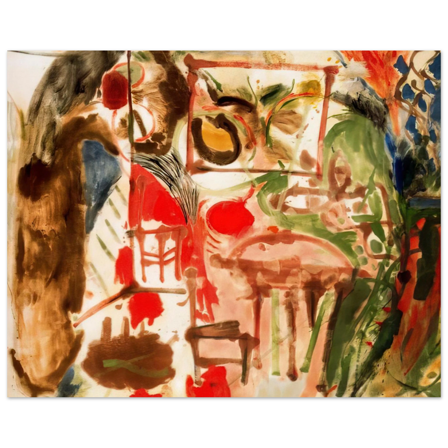 Helen Frankenthaler - Interior - 1957 Wall art - 50x70 cm / 20x28 inches - Premium Wooden Framed Poster With Fine Art Paper - White frame