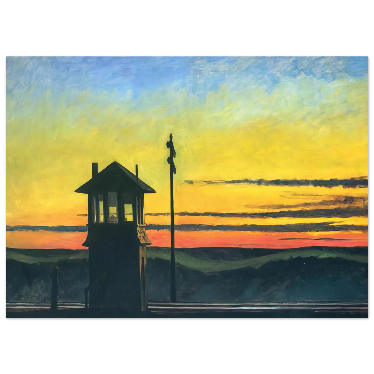 Edward Hopper - Railroad Sunset Fine Art Poster - 75x100 cm / 30x40 inches