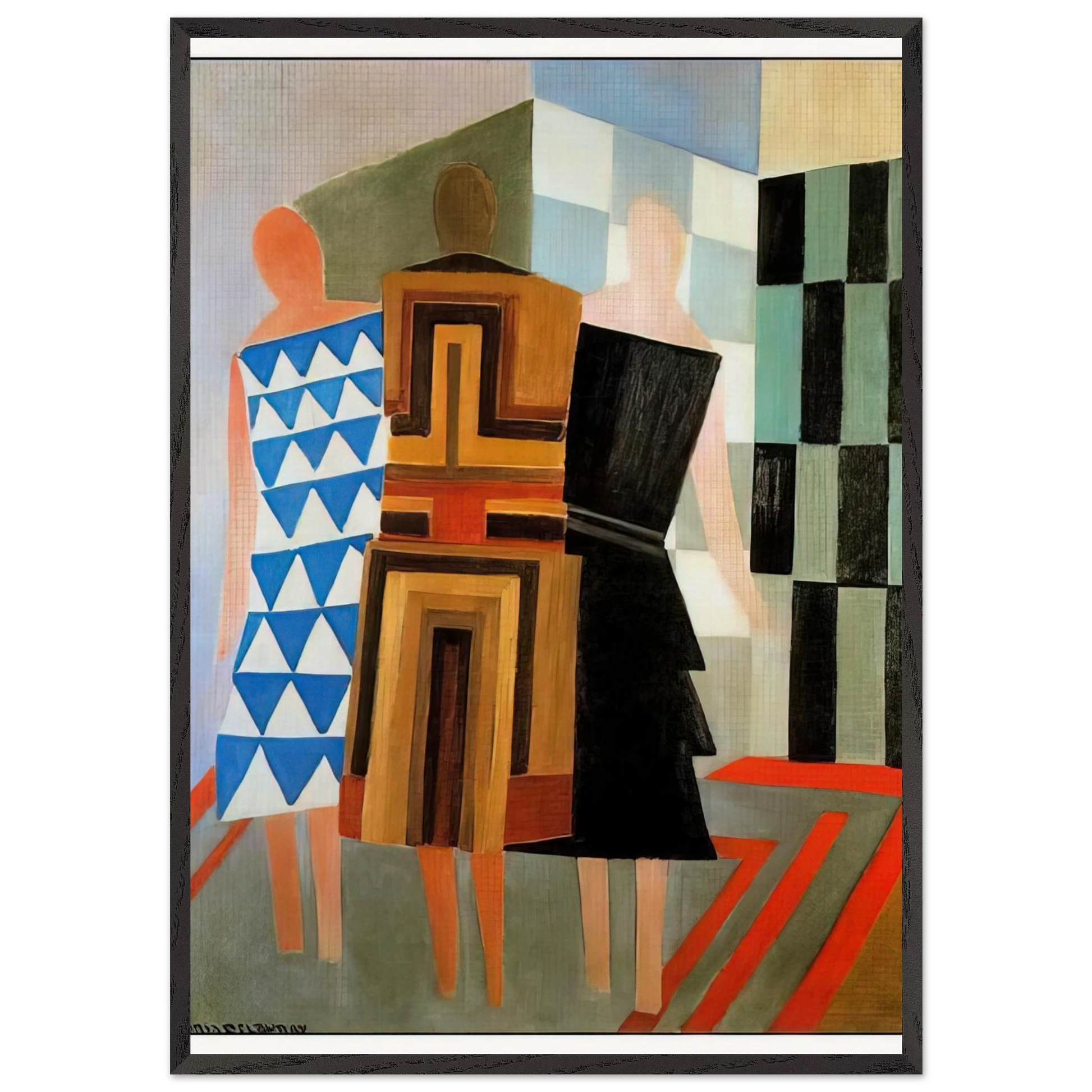 THREE WOMEN DRESSED SIMULTANEOUSLY - Sonia Delaunay Framed Art Print – Black Wooden Frame - Default Title - -Framed Art Print