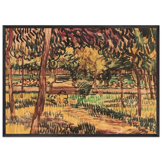 Trees in the Garden of the Asylum - Vincent van Gogh Framed Art Print – Black Wooden Frame - Default Title - -Framed Art Print