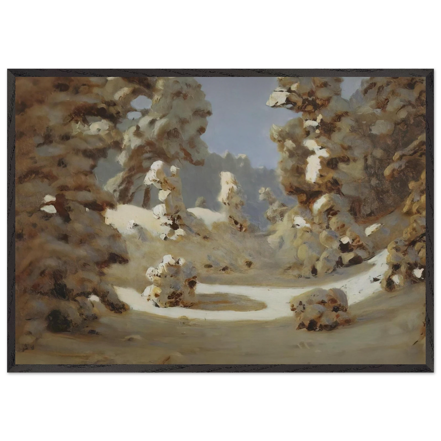 Winter Sunlight on The Hoar Frost - Arkhyp Kuindzhi Framed Art Print – Black Wooden Frame - Default Title - -Framed Art Print