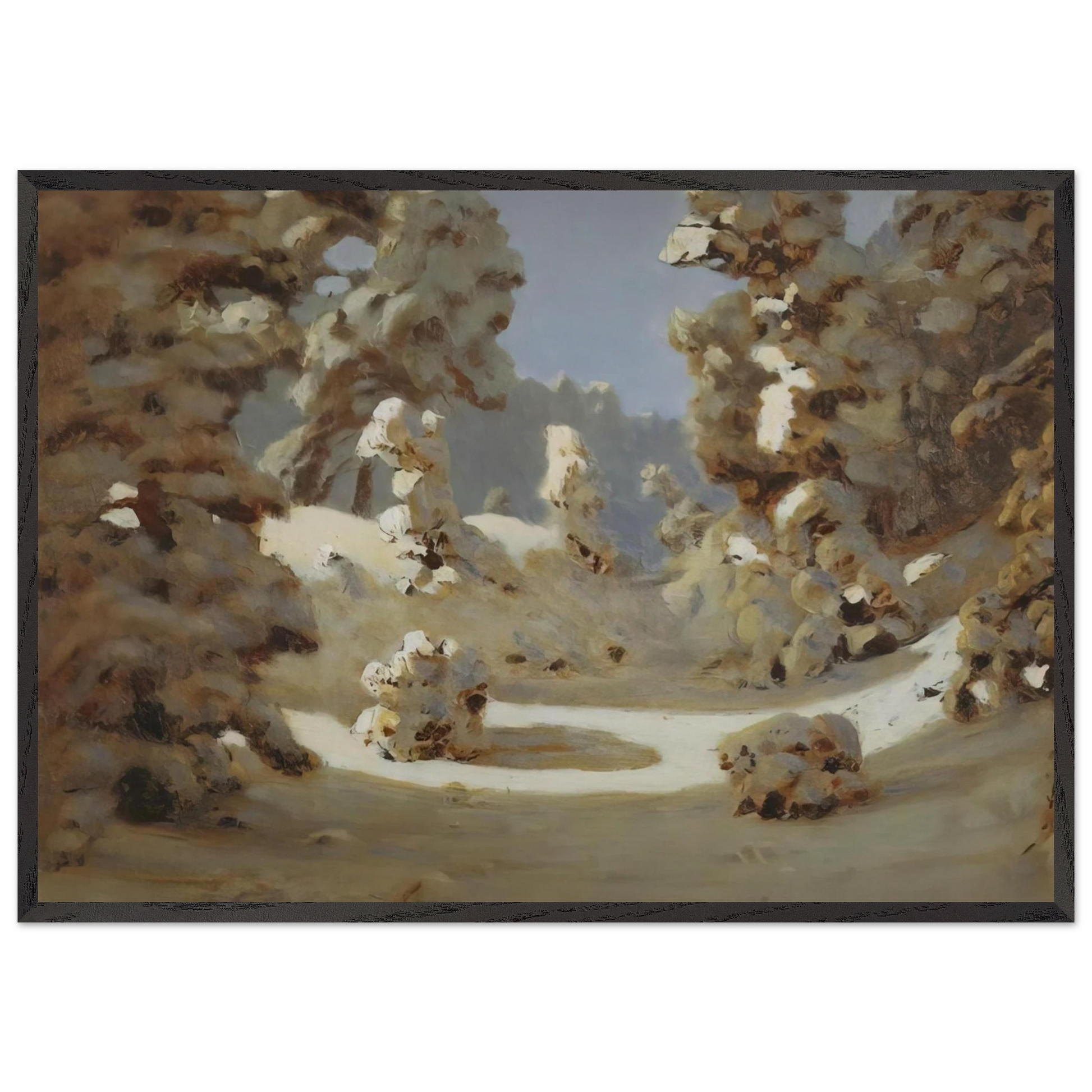 Winter Sunlight on The Hoar Frost - Arkhyp Kuindzhi Framed Art Print – Black Wooden Frame - Default Title - -Framed Art Print