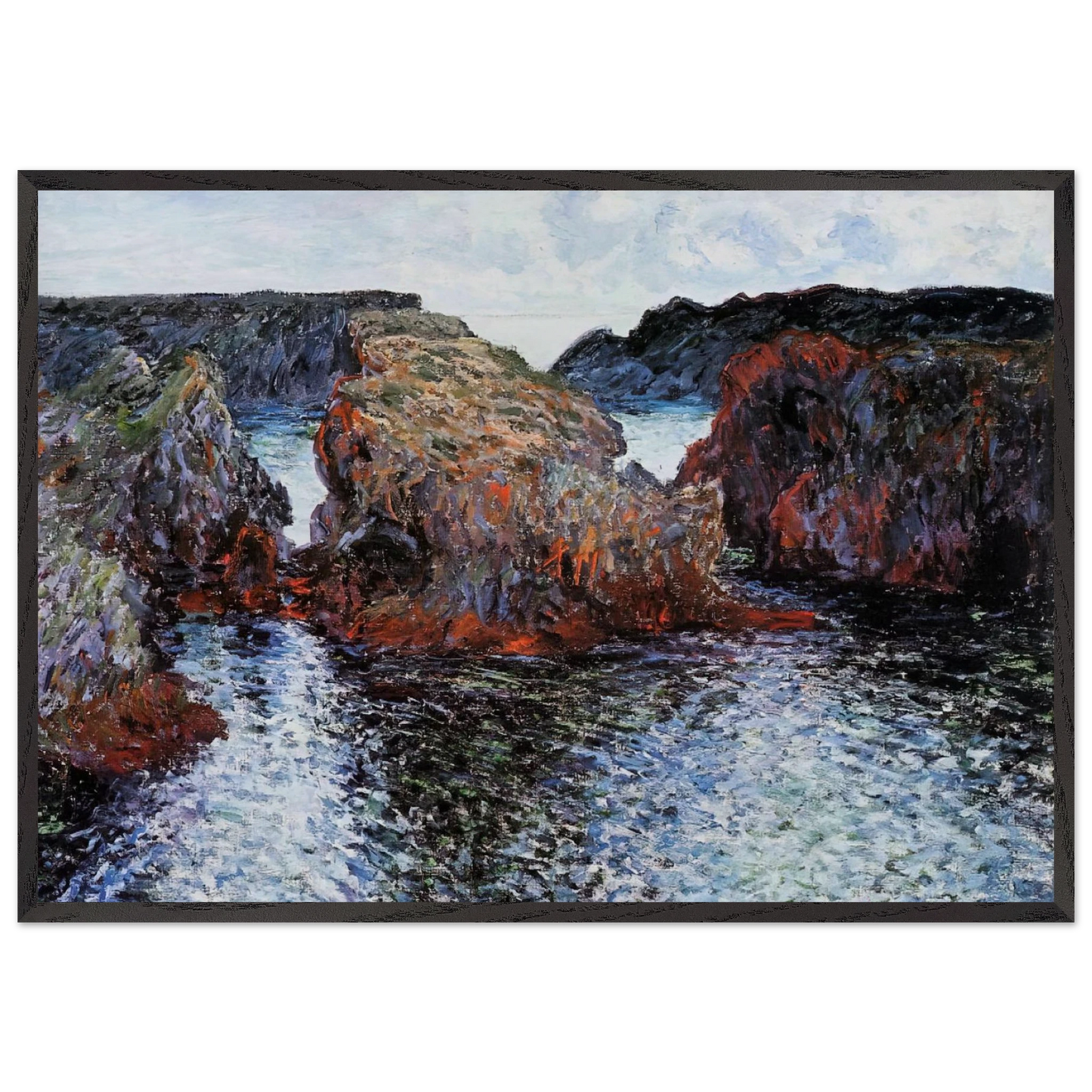 Belle-Ile Rocks at Port-Goulphar - claude monet Framed Art Print – Black Wooden Frame - Default Title - -Framed Art Print