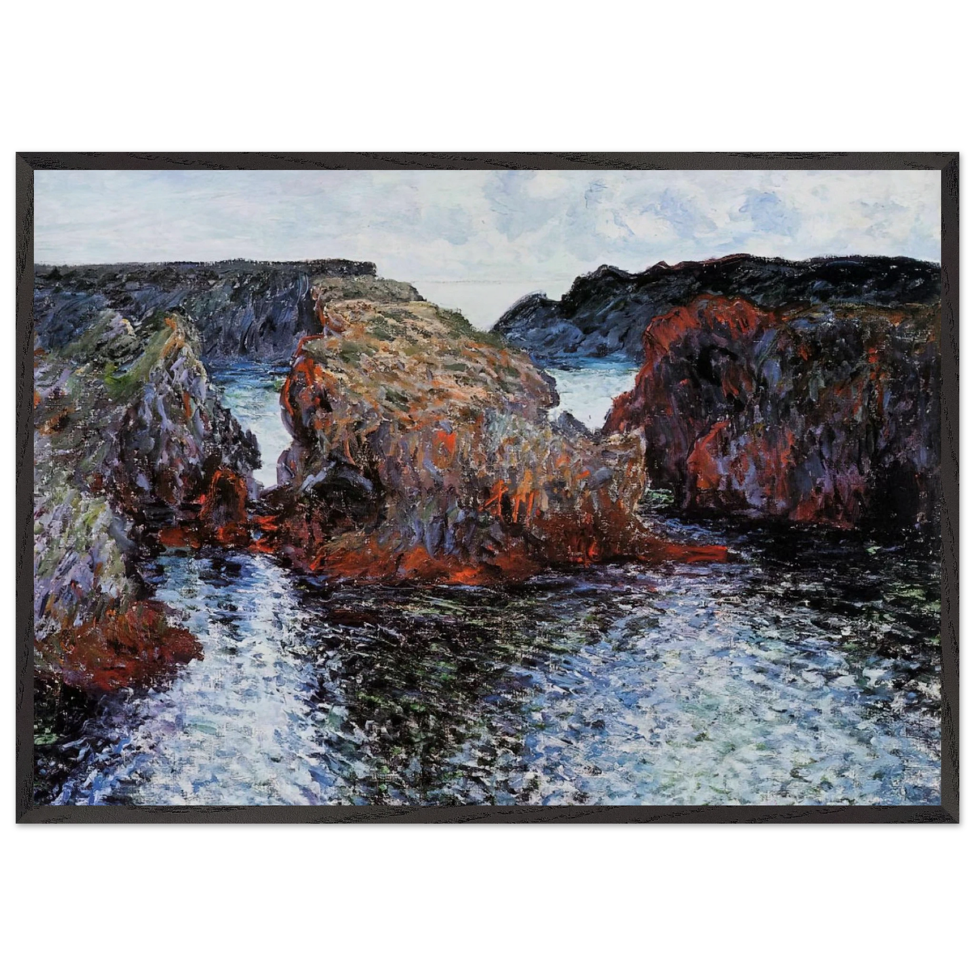 Belle-Ile Rocks at Port-Goulphar - claude monet Framed Art Print – Black Wooden Frame - Default Title - -Framed Art Print