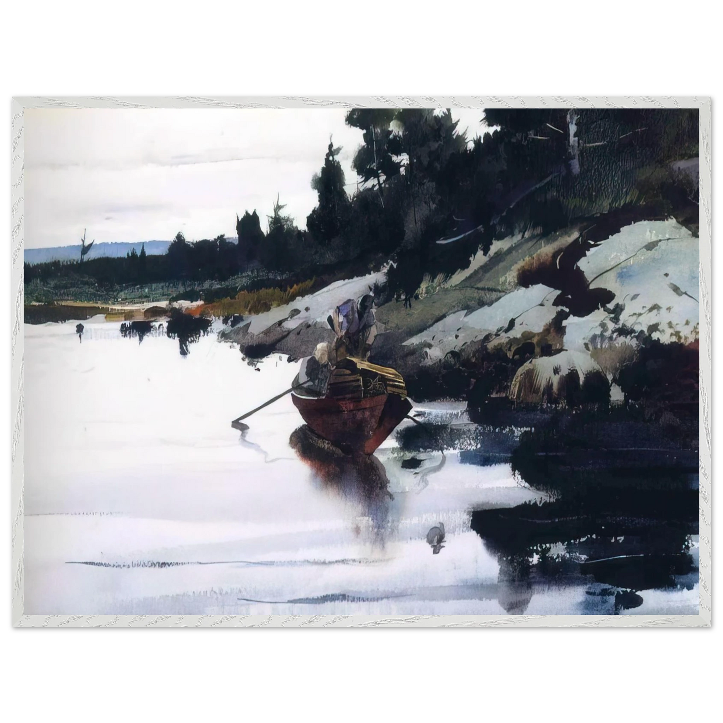 Andrew Wyeth - TURKEY COVE LEDGE Wall Art - 60x80 cm / 24x32 inches - Premium Wooden Framed Poster With Fine Art Paper - Wood frame