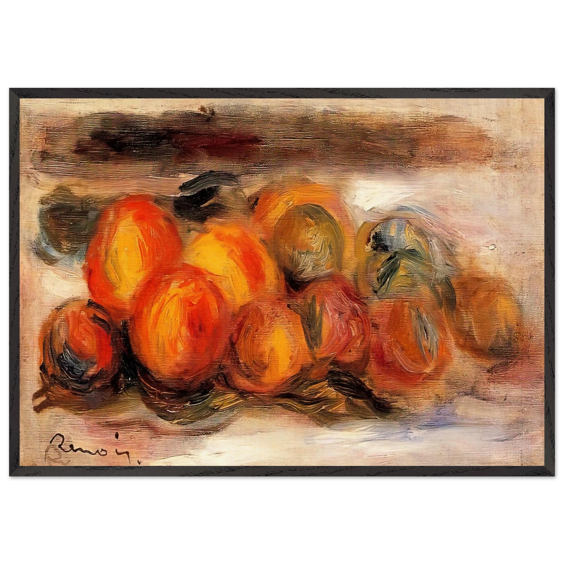Still Life with Peaches - Pierre-Auguste Renoir Framed Art Print – Black Wooden Frame - Default Title - -Framed Art Print