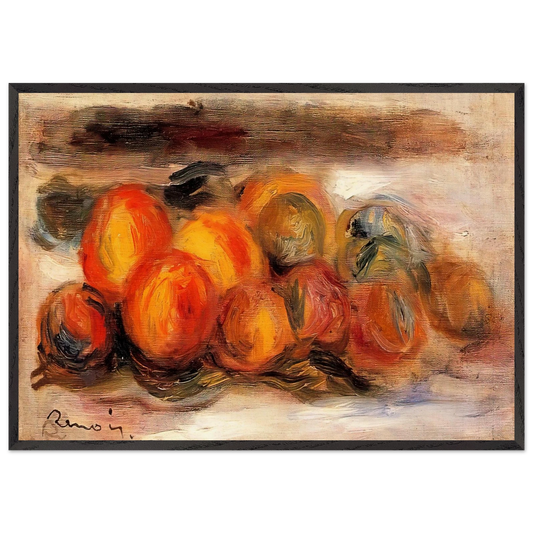 Still Life with Peaches - Pierre-Auguste Renoir 70x100 cm / 28x40 inches Framed Art Print – Black Wooden Frame