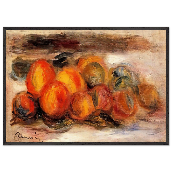 Still Life with Peaches - Pierre-Auguste Renoir 70x100 cm / 28x40 inches Framed Art Print – Black Wooden Frame