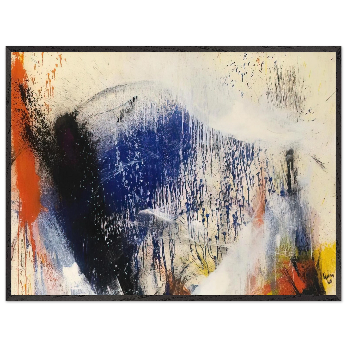 Helen Frankenthaler - Untitled - 1960 Wall art - 28x43  cm / XL (11x17 inches) - Premium Wooden Framed Poster With Fine Art Paper - Black frame
