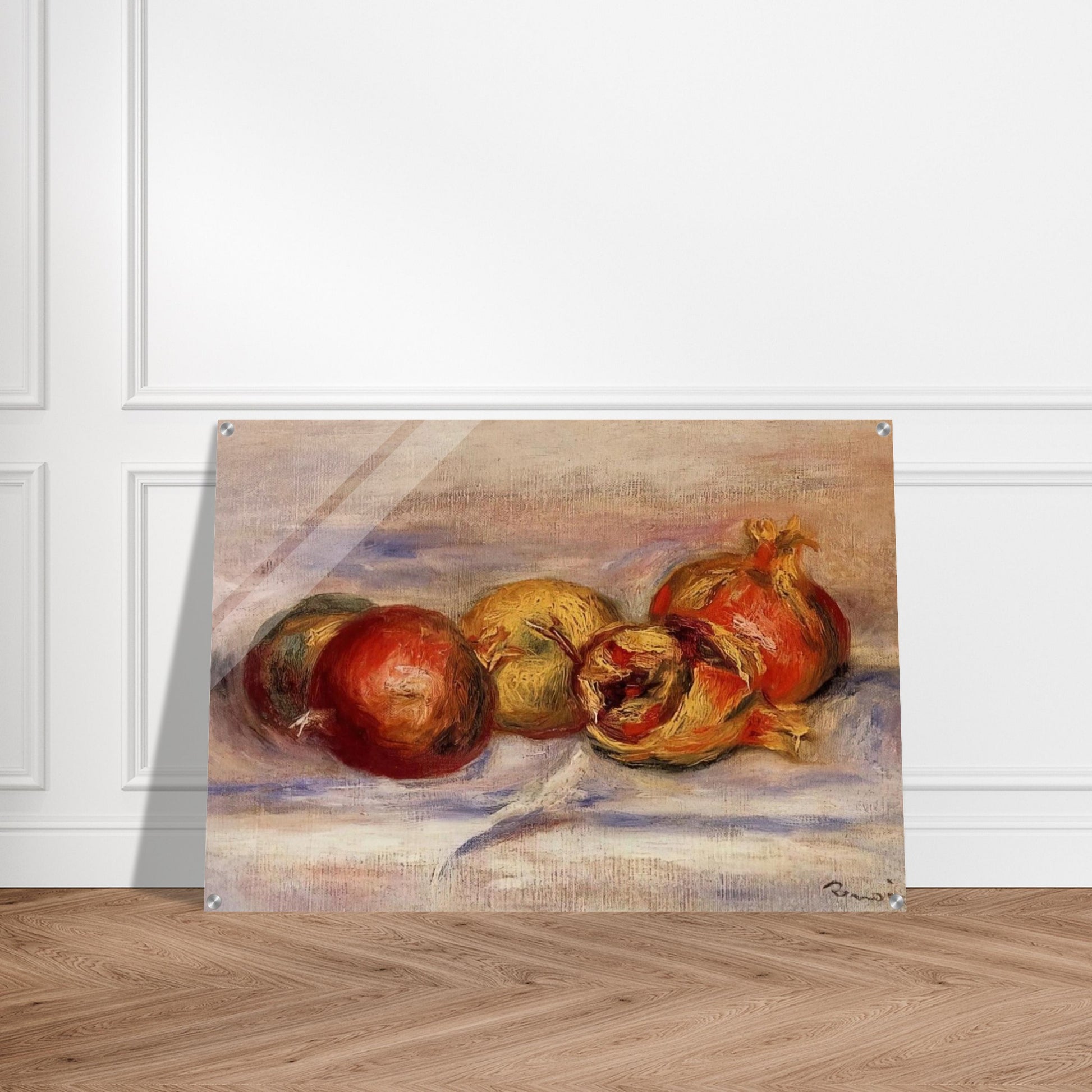 Three Pomegranates and Two Apples - Pierre-Auguste Renoir Acrylic Print - 70x100 cm / 28x40″ inches