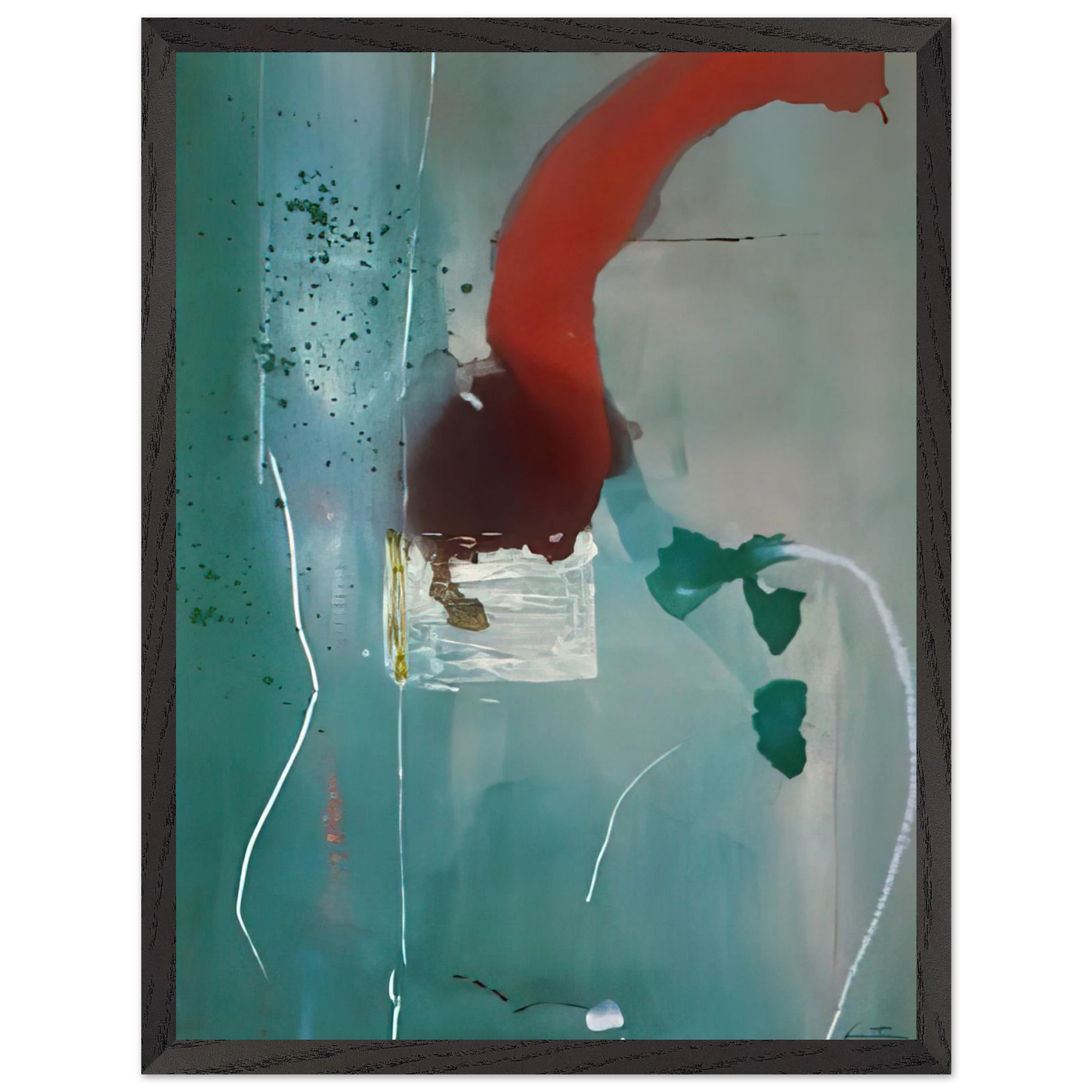 Helen Frankenthaler - Square One - 1985 Wall art - 70x100 cm / 28x40 Inches - Premium Wooden Framed Poster With Fine Art Paper - White frame