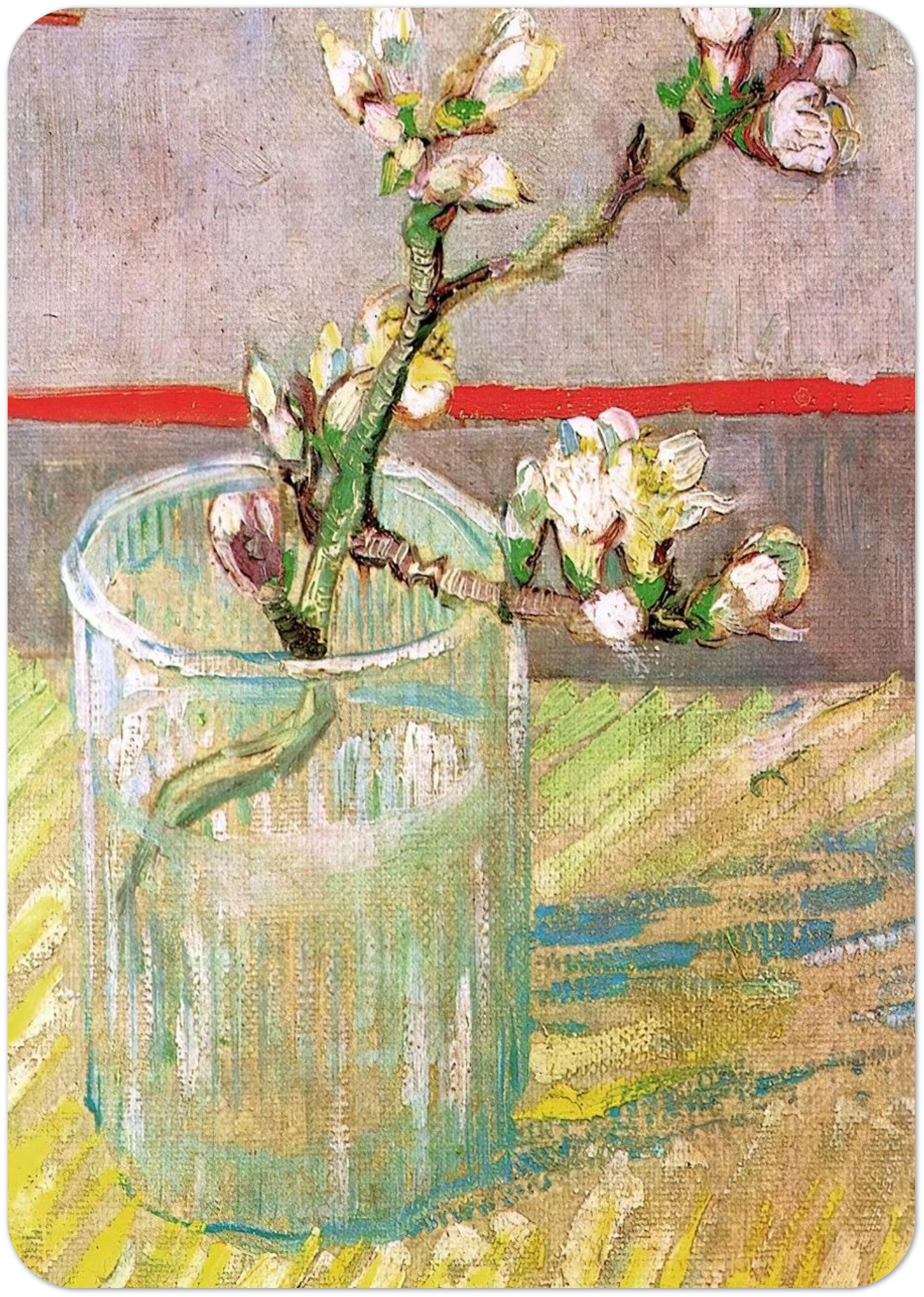 Blossoming Almond Branch in a Glass By Vincent van Gogh Pack of 10 Post Cards | Vincent van Gogh Post Cards | A6 (10.5 x 14.8 cm) - 4.1 x 5.8 inches