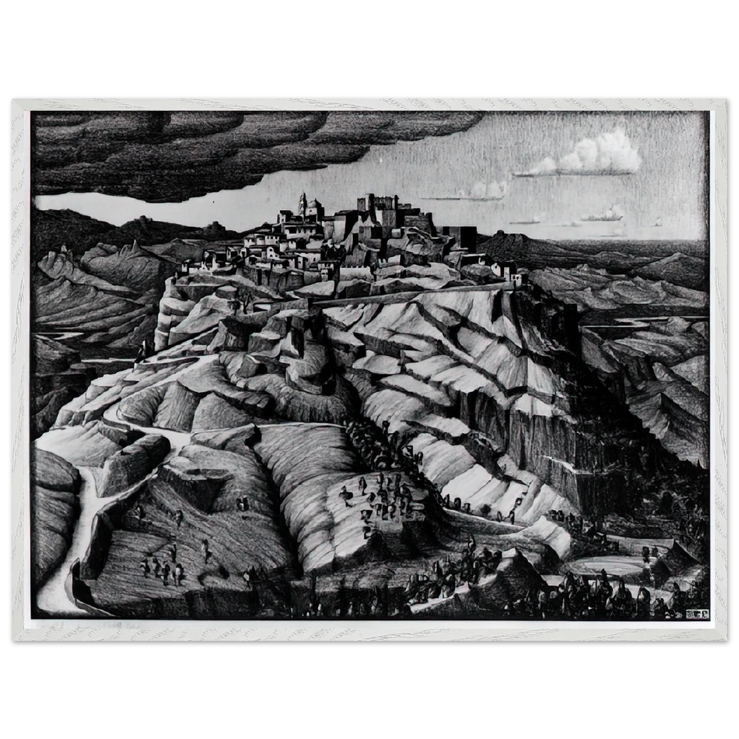 MC Escher - SANTA SEVERINA CALABRIA FEBRUARY 1931 1931 Wall Art - 60x80 cm / 24x32 inches - Premium Wooden Framed Poster With Fine Art Paper - White frame