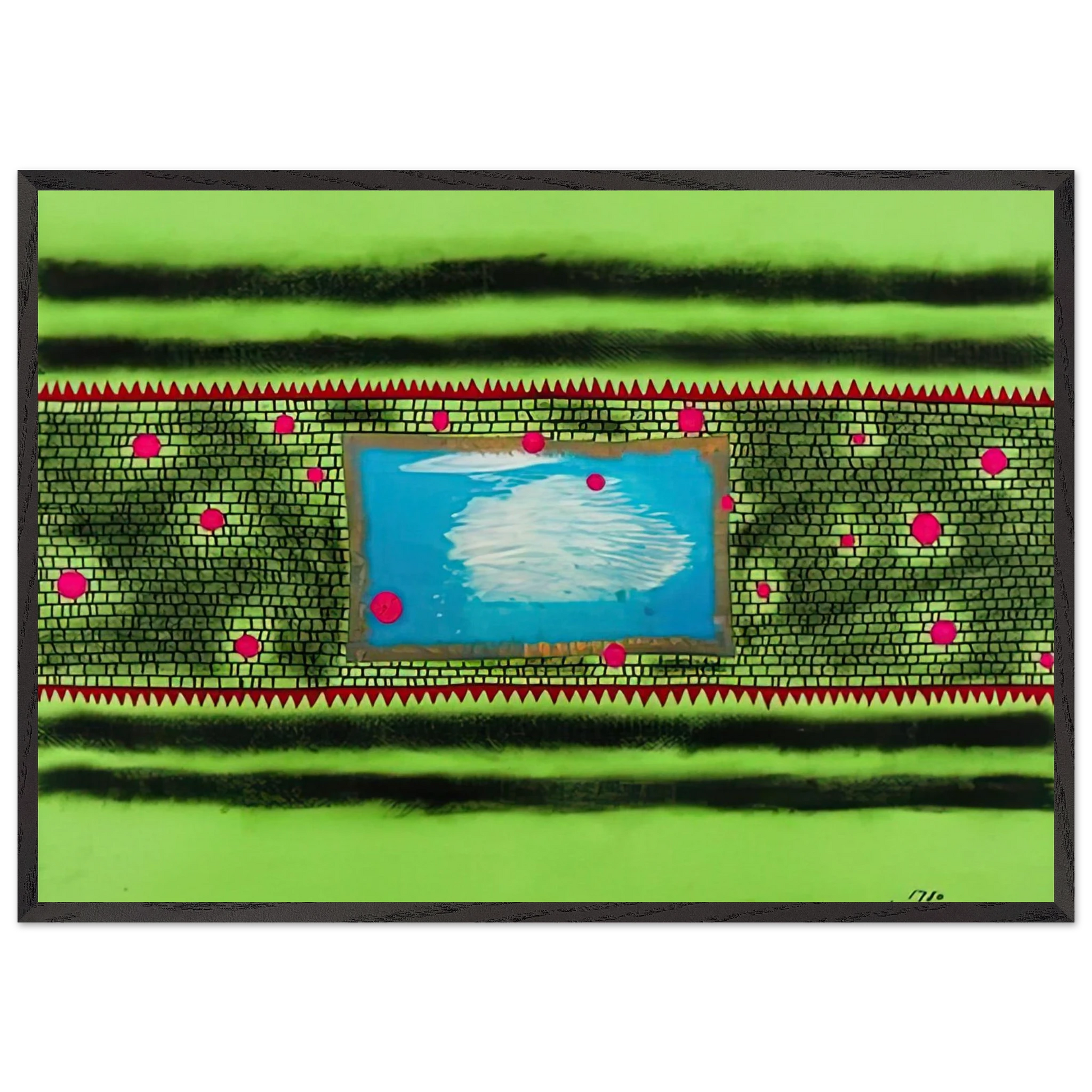 TRAVELING WATER 1980 - Yayoi Kusama Framed Art Print – Black Wooden Frame - Default Title - -Framed Art Print