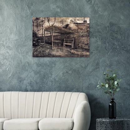 The Garden of the Parsonage with Arbor - Vincent van Gogh Brushed Aluminum Print - 70x100 cm / 28x40 inches | Vincent van Gogh Aluminum Print | Vincent van Gogh Prints